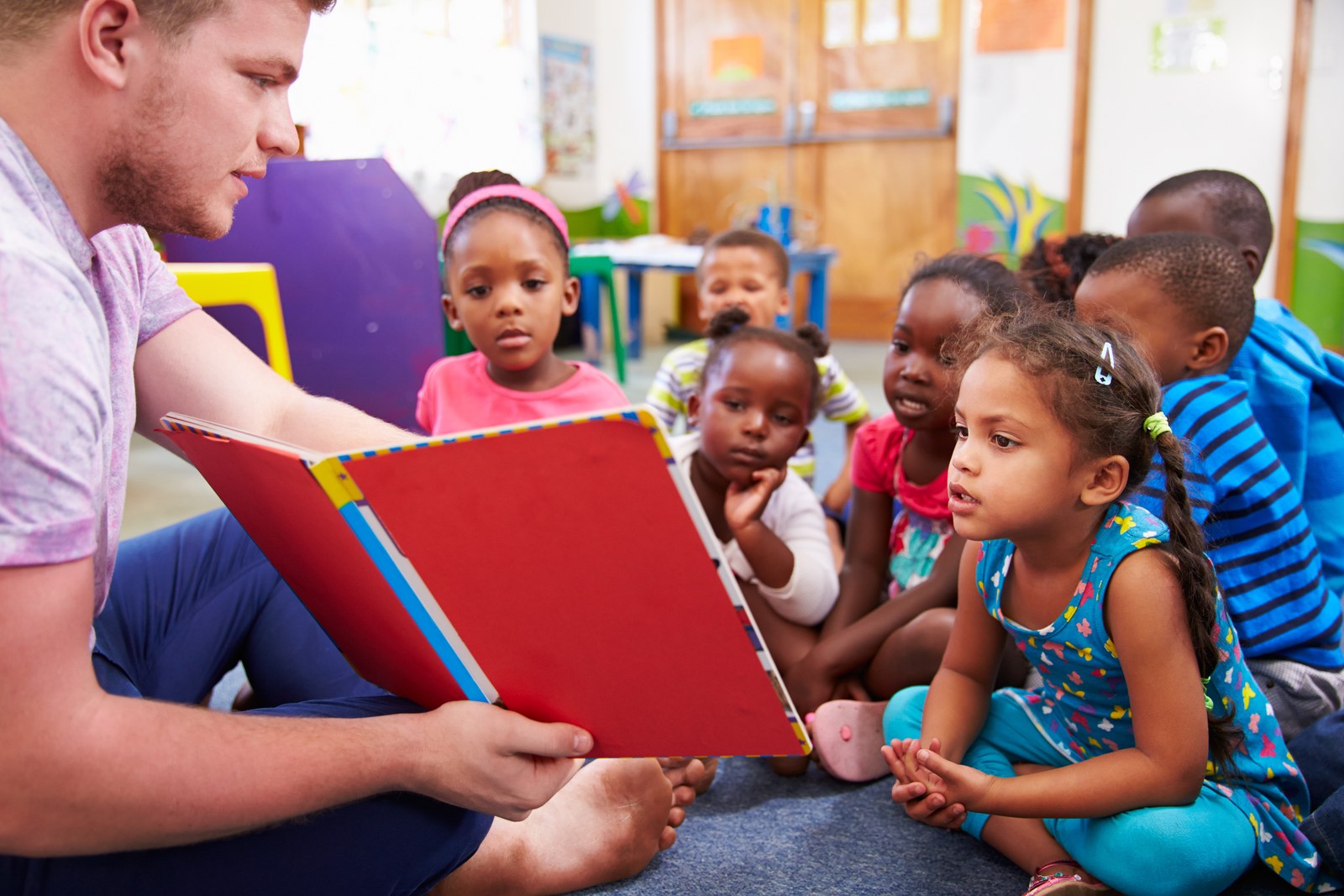 Children listening at story time